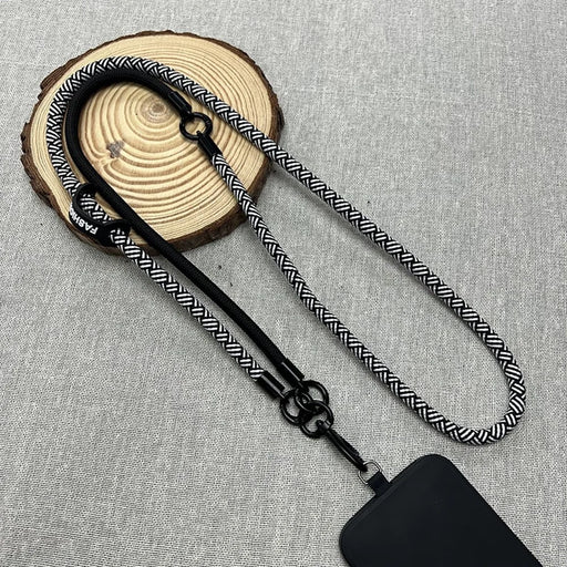 8mm Detachable Phone Strap Crossbody Neck Lanyard with Phone Tether Tabs for Outdoor - Black White - 1