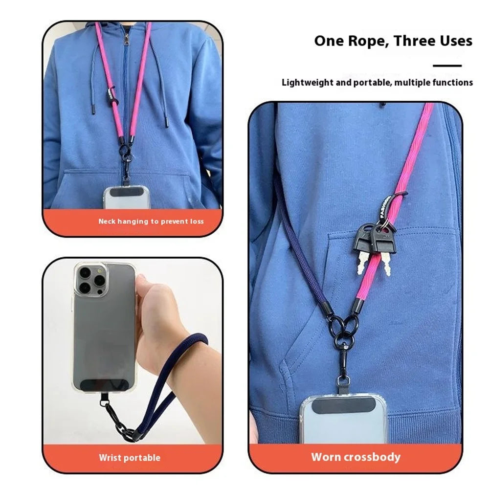 8mm Detachable Phone Strap Crossbody Neck Lanyard with Phone Tether Tabs for Outdoor - Black White - 4