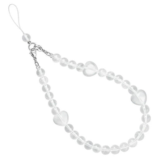 YISIXICI SJL0005 White Crystal Charm Bracelet Heart Design 8mm Round Bead Phone Wrist Lanyard - 2