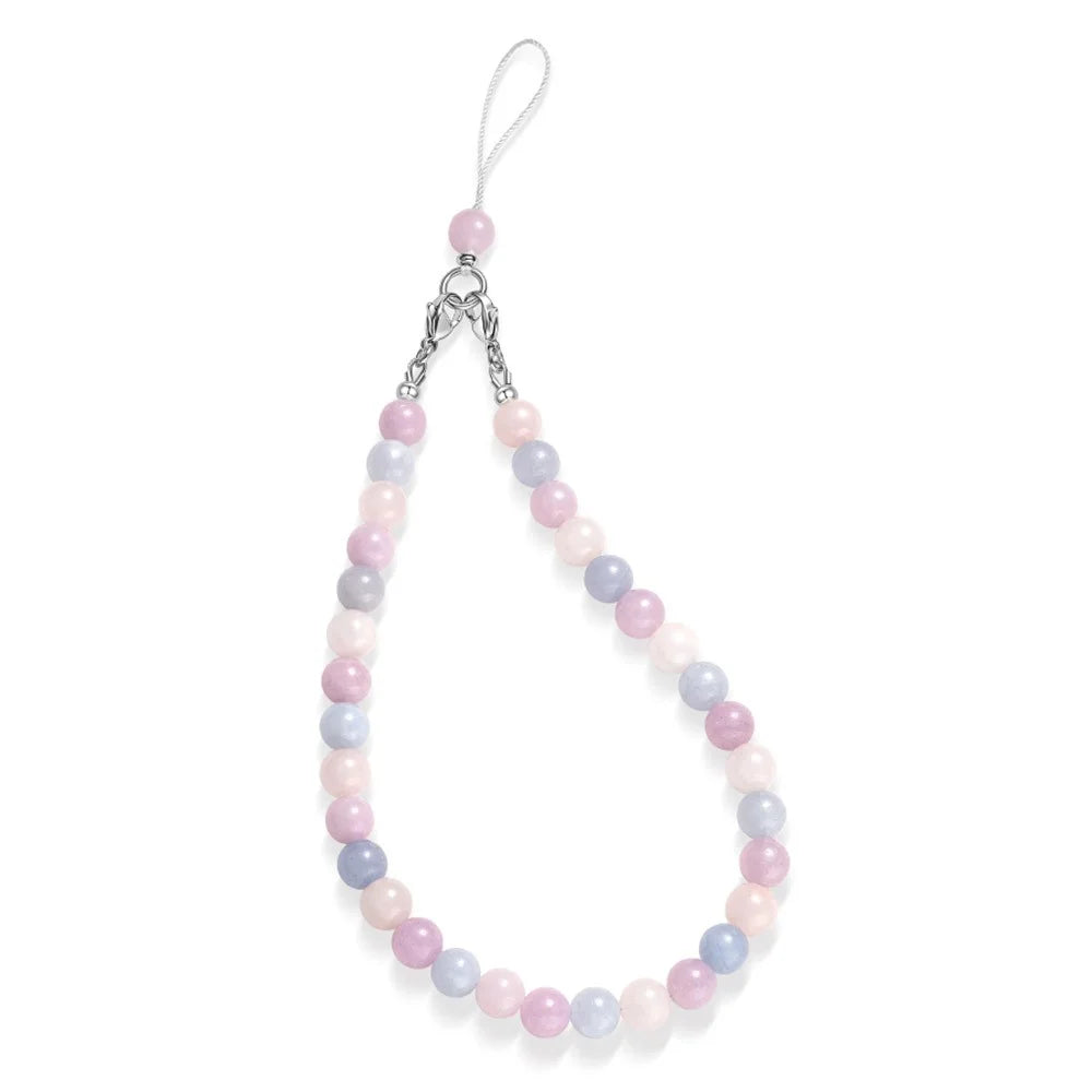 YISIXICI SJL0009 Wrist Lanyard 8mm Round Bead Bracelet Multicolored Gemstone Phone Charm - 2
