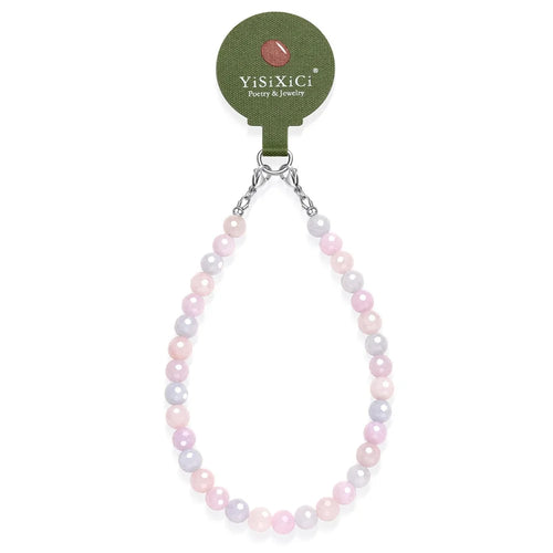 YISIXICI SJL0010 8mm Polygonal Bead Phone Hand Strap Multicolor Gemstone Charm Cellphone Lanyard - 1
