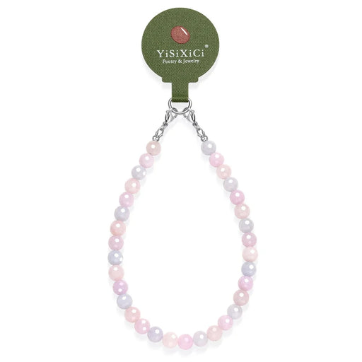 YISIXICI SJL0010 8mm Polygonal Bead Phone Hand Strap Multicolor Gemstone Charm Cellphone Lanyard - 1