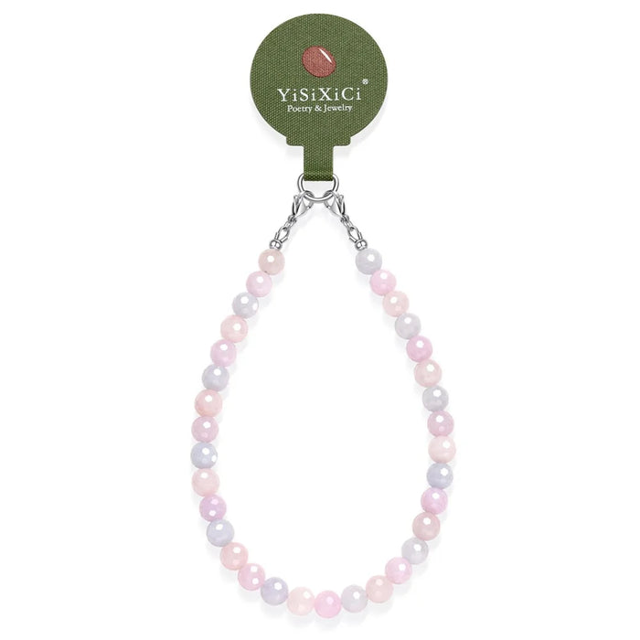 YISIXICI SJL0010 8mm Polygonal Bead Phone Hand Strap Multicolor Gemstone Charm Cellphone Lanyard - 1