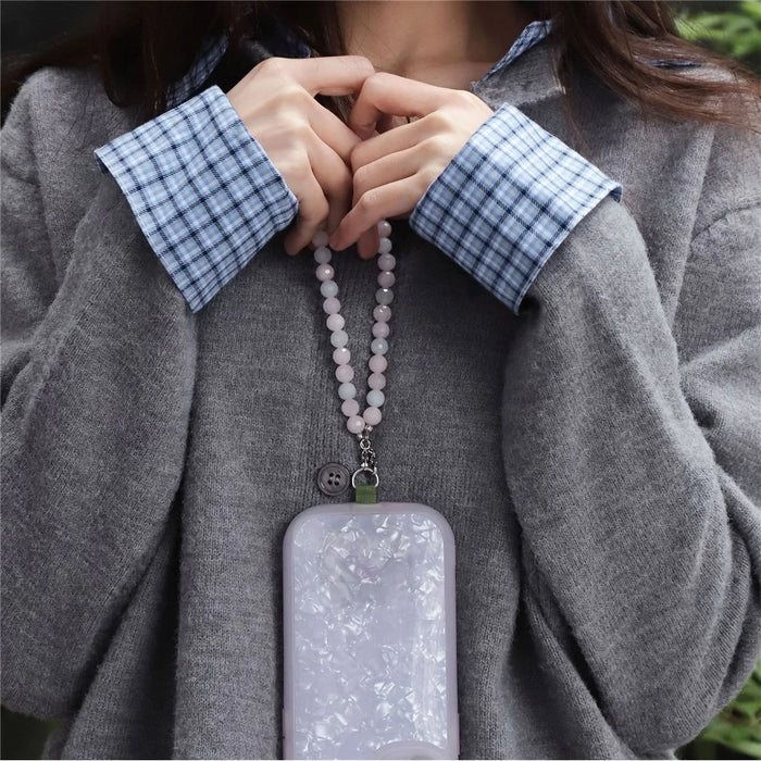 YISIXICI SJL0010 8mm Polygonal Bead Phone Hand Strap Multicolor Gemstone Charm Cellphone Lanyard - 2