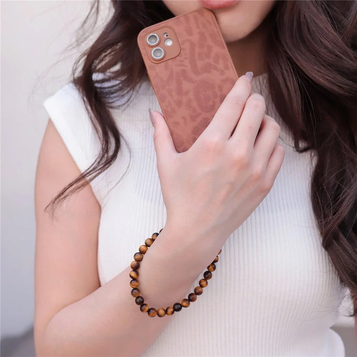YISIXICI SJL0013 Tiger Eye Stone Bracelet Wrist Lanyard 8mm Round Bead Mobile Phone Charm - 5