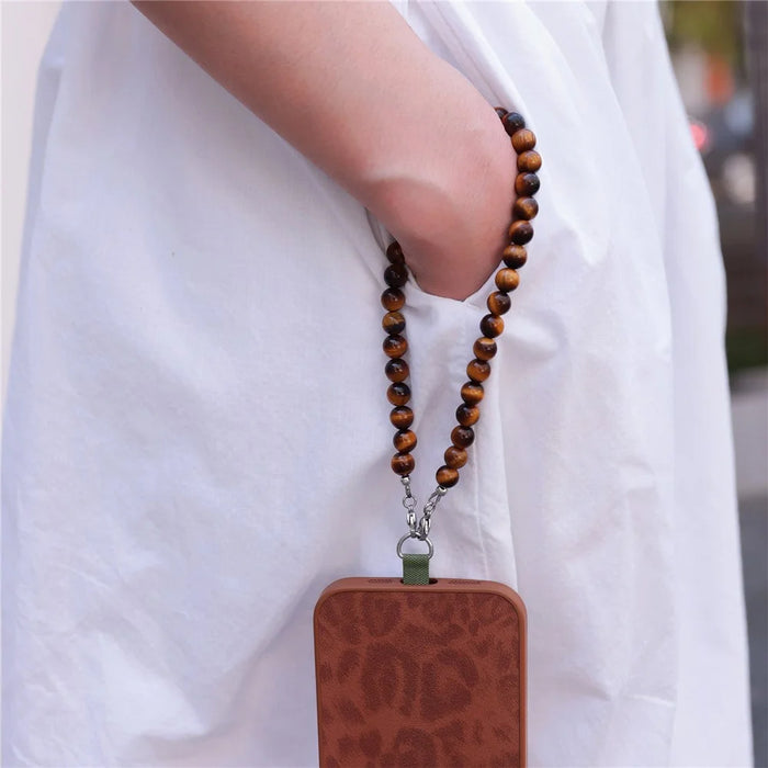 YISIXICI SJL0013 Tiger Eye Stone Bracelet Wrist Lanyard 8mm Round Bead Mobile Phone Charm - 6