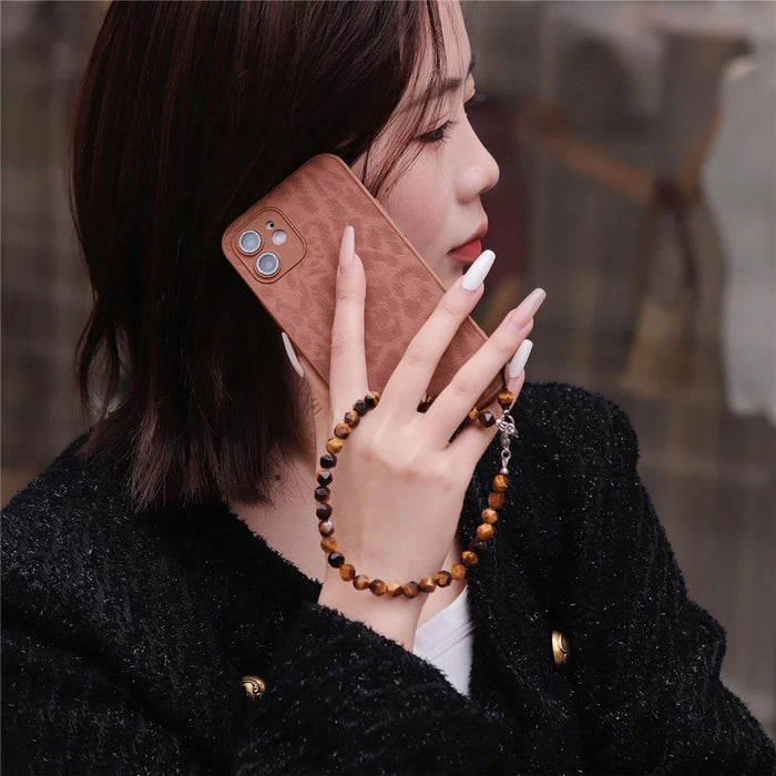 YISIXICI SJL0014 Tiger Eye Stone Phone Charm Wrist Lanyard 8mm Polygonal Bead Bracelet - 3
