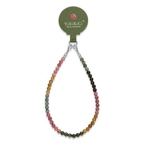 YISIXICI SJL0018 6mm Round Bead Bracelet Colored Tourmaline Mobile Phone Charm Wrist Lanyard - 1