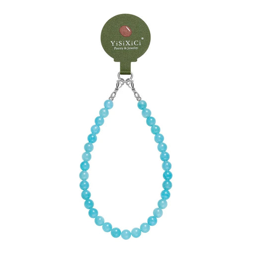 YISIXICI SJL0019 Natural Amazonite Charm Bracelet 8mm Round Bead Phone Wrist Lanyard - 1
