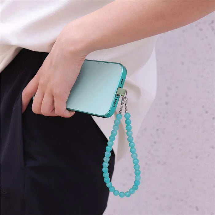 YISIXICI SJL0019 Natural Amazonite Charm Bracelet 8mm Round Bead Phone Wrist Lanyard - 4