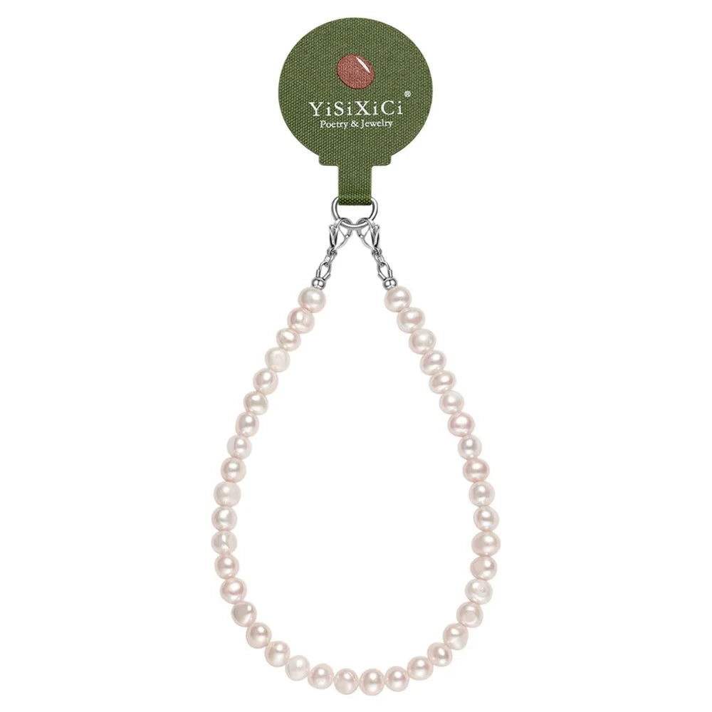 YISIXICI SJL0020 8mm Profiled Pearl Charm Bracelet Phone Chain Wrist Lanyard for Smartphone - 1