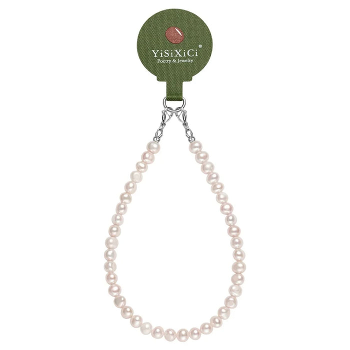 YISIXICI SJL0020 8mm Profiled Pearl Charm Bracelet Phone Chain Wrist Lanyard for Smartphone - 1