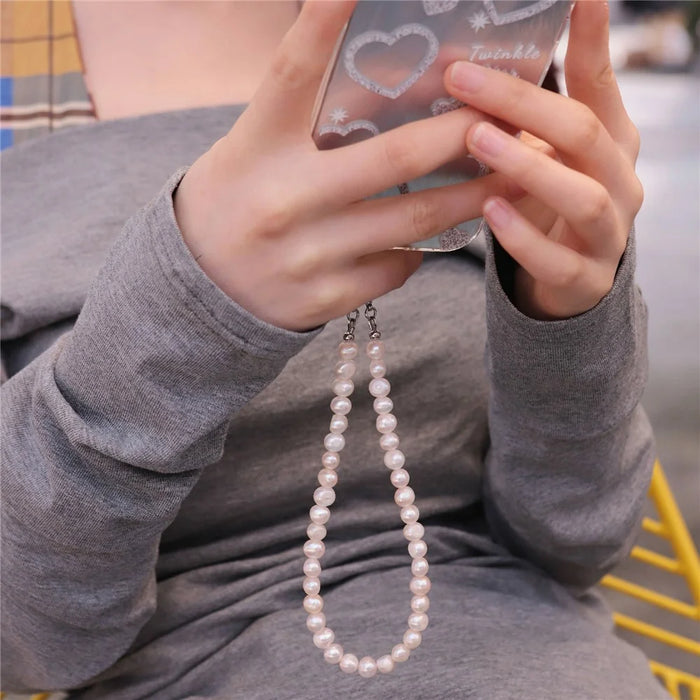 YISIXICI SJL0020 8mm Profiled Pearl Charm Bracelet Phone Chain Wrist Lanyard for Smartphone - 4