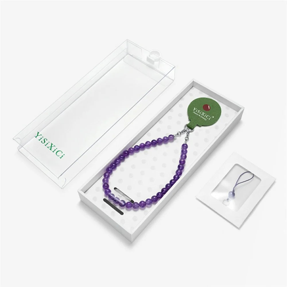 YISIXICI SJL0021 8mm Round Bead Phone Lanyard Malachite Charm Wrist Strap - 6