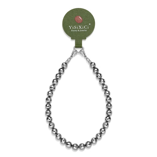 YISIXICI SJL0025 8mm Beaded Bracelet Terahertz Stone Phone Charm Strap Wrist Lanyard - 1