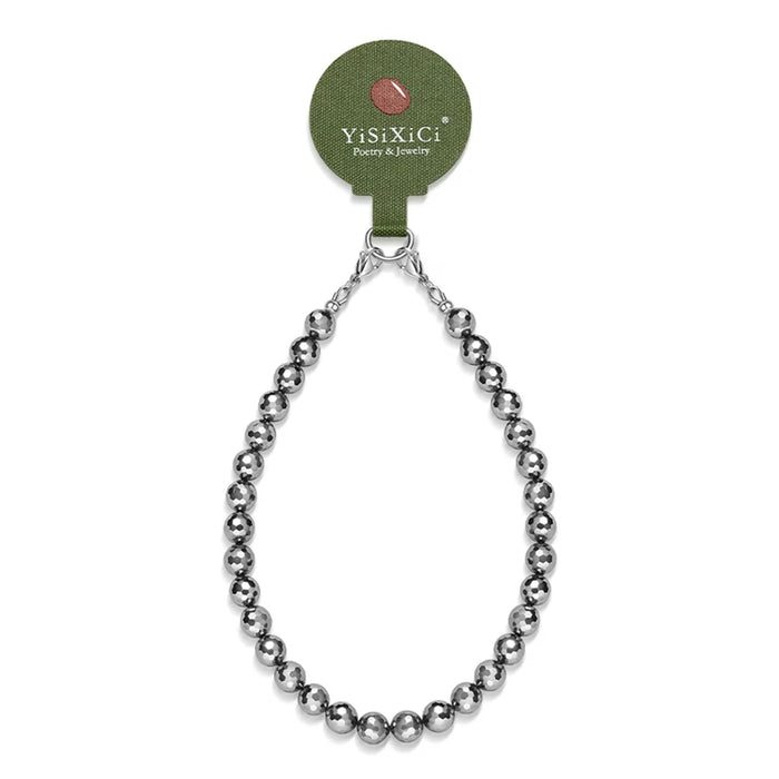 YISIXICI SJL0025 8mm Beaded Bracelet Terahertz Stone Phone Charm Strap Wrist Lanyard - 1