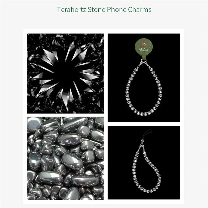 YISIXICI SJL0025 8mm Beaded Bracelet Terahertz Stone Phone Charm Strap Wrist Lanyard - 7