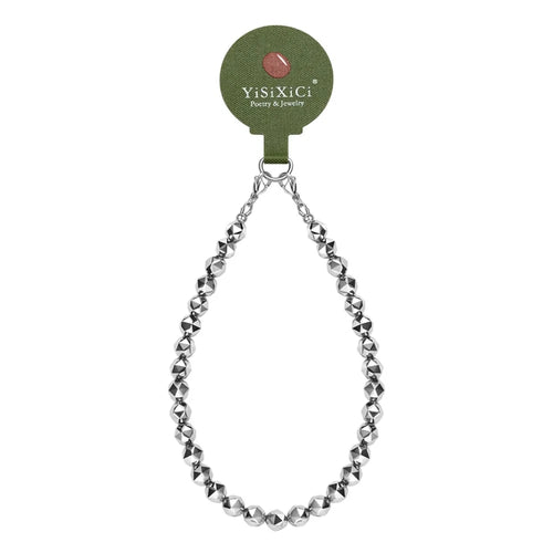 YISIXICI SJL0026 Terahertz Stone Phone Charm Strap 8mm Polygonal Beads Bracelet Wrist Lanyard - 1