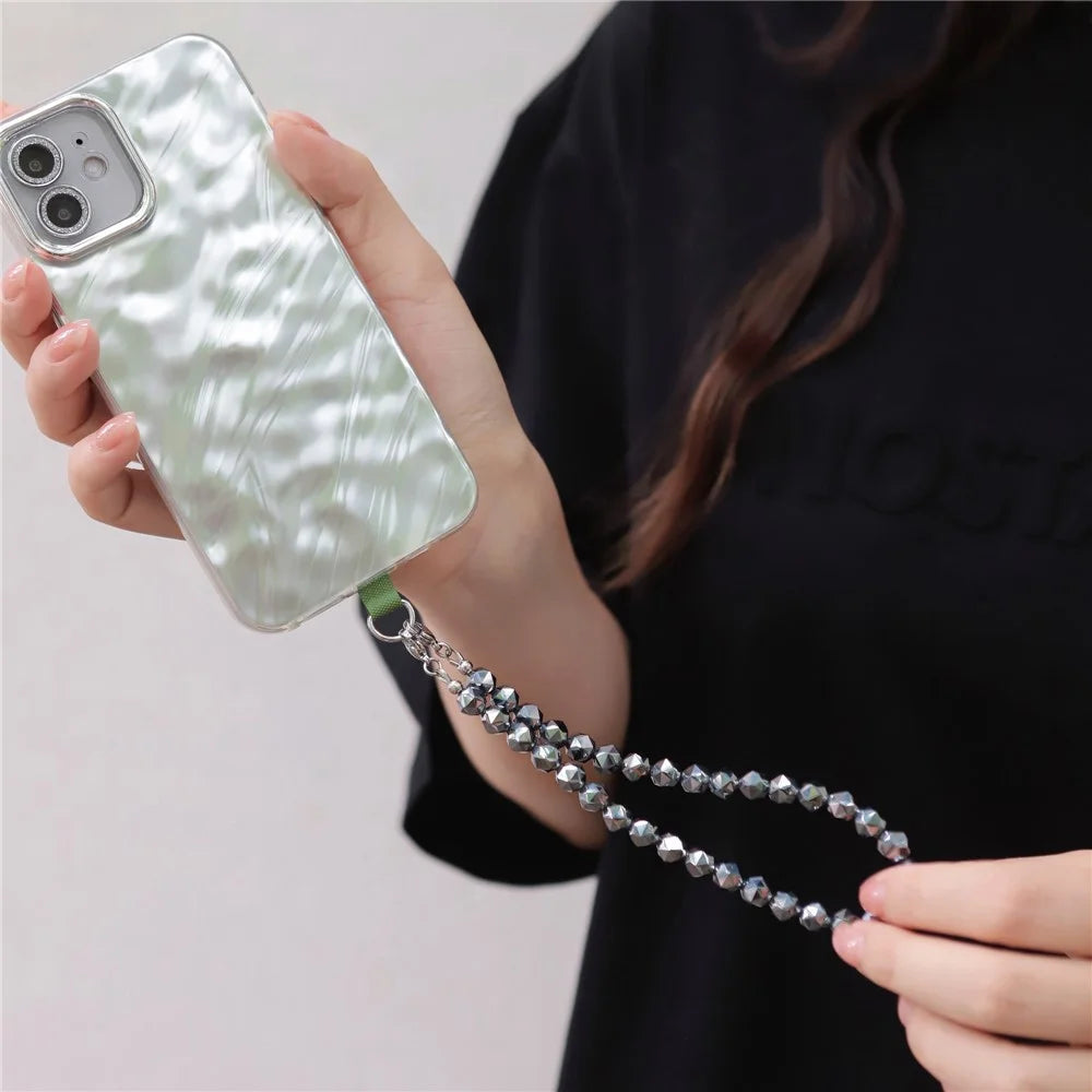 YISIXICI SJL0026 Terahertz Stone Phone Charm Strap 8mm Polygonal Beads Bracelet Wrist Lanyard - 2
