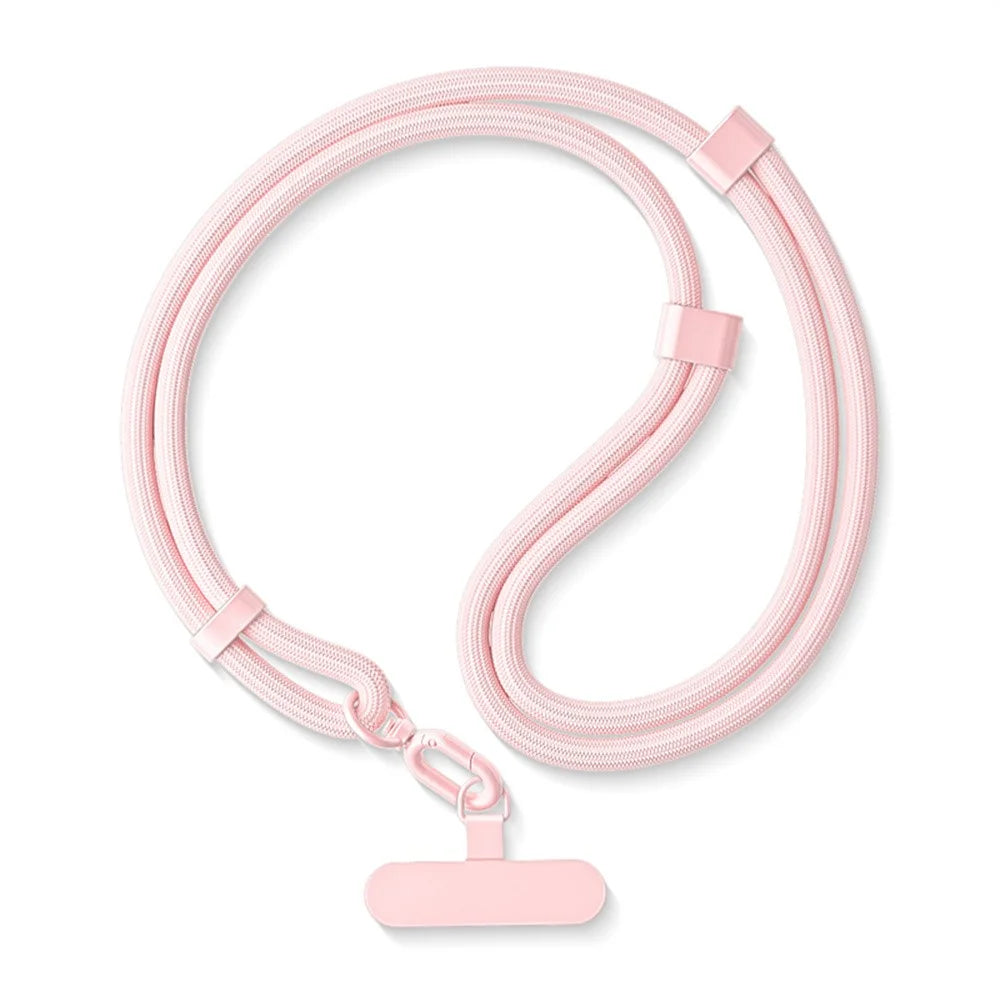 Crossbody Phone Lanyard with Patch 150cm Adjustable Nylon Anti Theft Neck Strap - Light Pink - 1