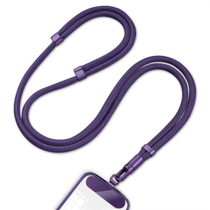 150cm Adjustable Phone Lanyard Neck Strap Universal Mobile Phone Holder Cord with Tether Tab - Dark Purple - 1
