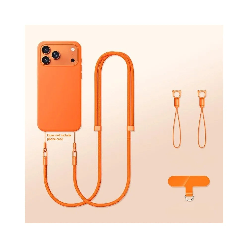 For iPhone 17 Case Crossbody Strap Adjustable Neck Lanyard Dual Buckle Slim Hanging Rope - Orange - 1