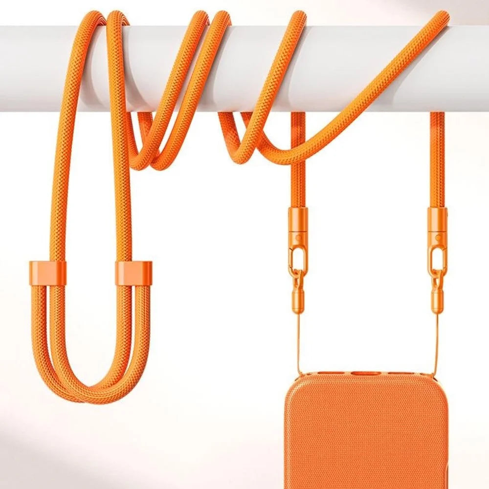 For iPhone 17 Case Crossbody Strap Adjustable Neck Lanyard Dual Buckle Slim Hanging Rope - Orange - 2