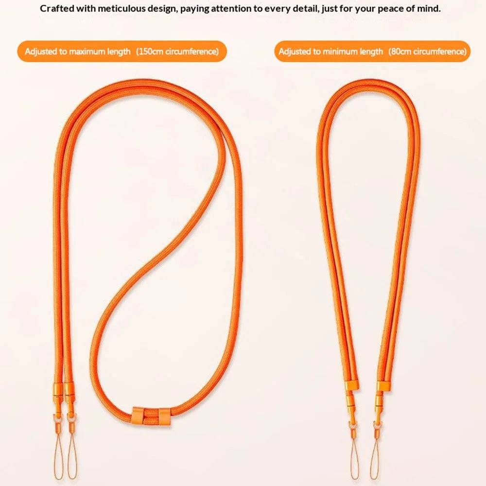 For iPhone 17 Case Crossbody Strap Adjustable Neck Lanyard Dual Buckle Slim Hanging Rope - Orange - 7