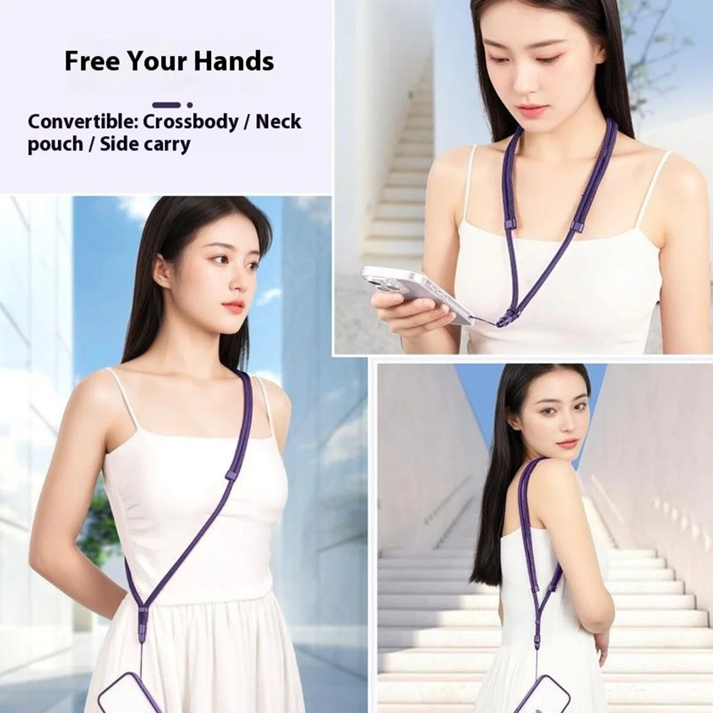 360 Degree Rotation Bullet Head Phone Lanyard 7mm Polyester Cord Adjustable Crossbody Strap for Cellphone - Black - 4
