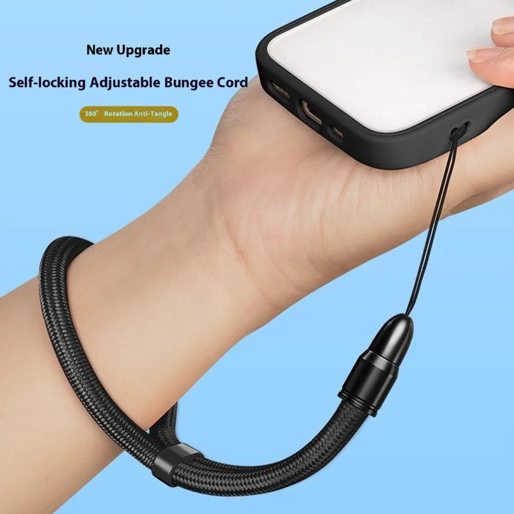 Adjustable Wrist Strap for Cellphone 360 Degree Rotation Bullet Head 7mm Polyester Cord Phone Lanyard - Black - 2