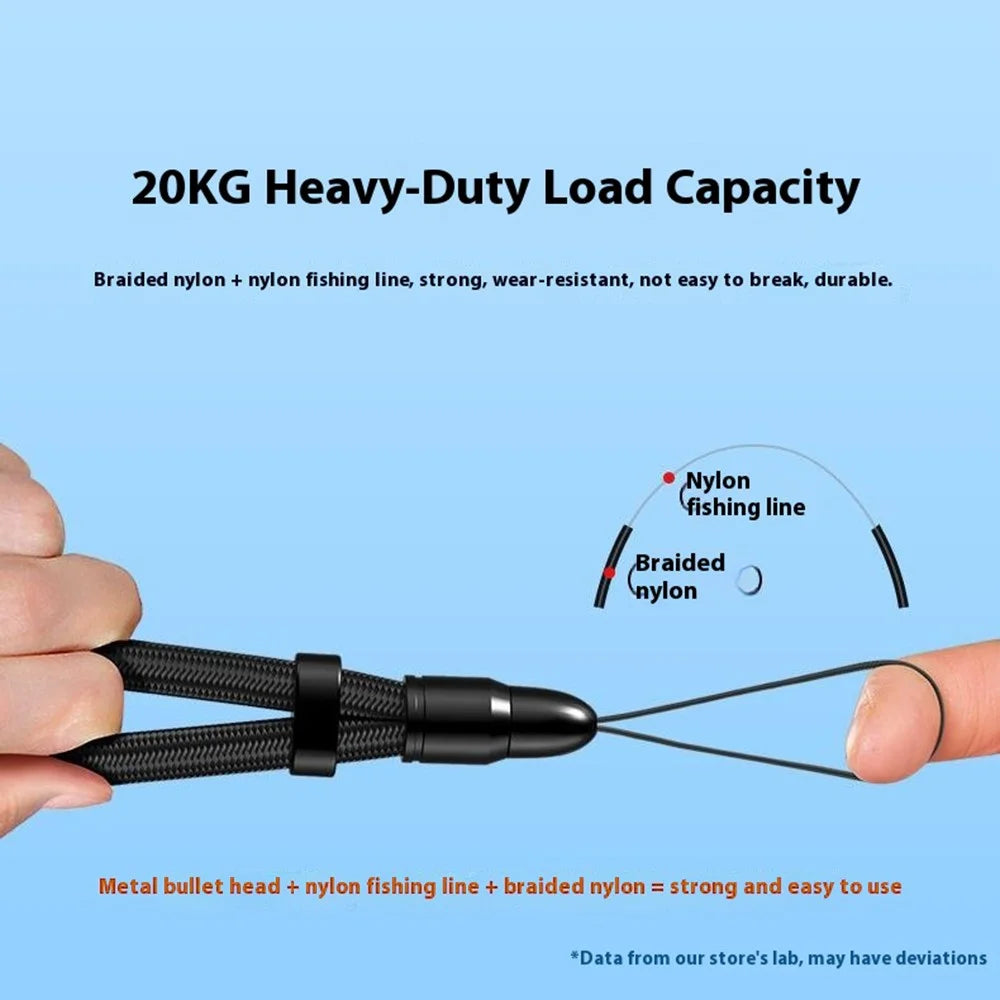 Adjustable Wrist Strap for Cellphone 360 Degree Rotation Bullet Head 7mm Polyester Cord Phone Lanyard - Black - 6
