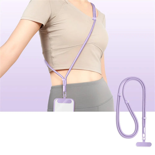 Anti Lost Crossbody Phone Lanyard 7mm Polyester Cord Adjustable Neck Strap with Stainless Steel Tether Tab - Lilac Purple - 1