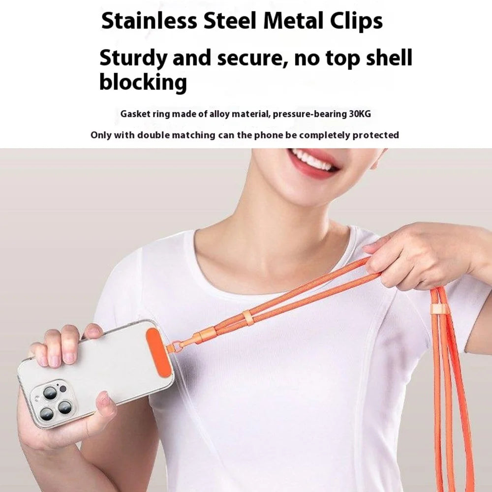 Anti Lost Crossbody Phone Lanyard 7mm Polyester Cord Adjustable Neck Strap with Stainless Steel Tether Tab - Lilac Purple - 6