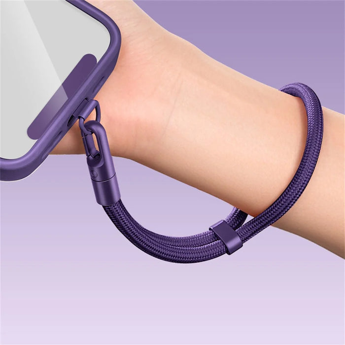 30cm Upgraded Phone Wrist Strap Self Locking Anti Drop Lanyard with Stainless Steel Tether Tab for Mobile Phone - Dark Purple - 2