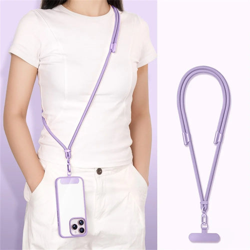 Adjustable Phone Lanyard Braided Polyester Crossbody Neck Strap with 360 Degree Rotation Metal Buckle - Lilac Purple - 1