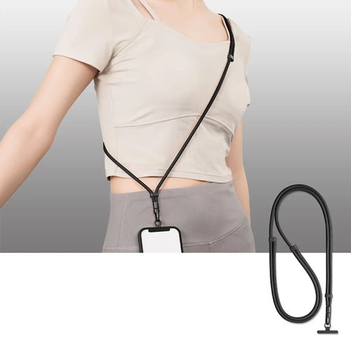 Upgraded 6mm Polyester Cord Phone Lanyard 360 Degree Rotation Adjustable Crossbody Neck Strap for Cellphone - Black - 1