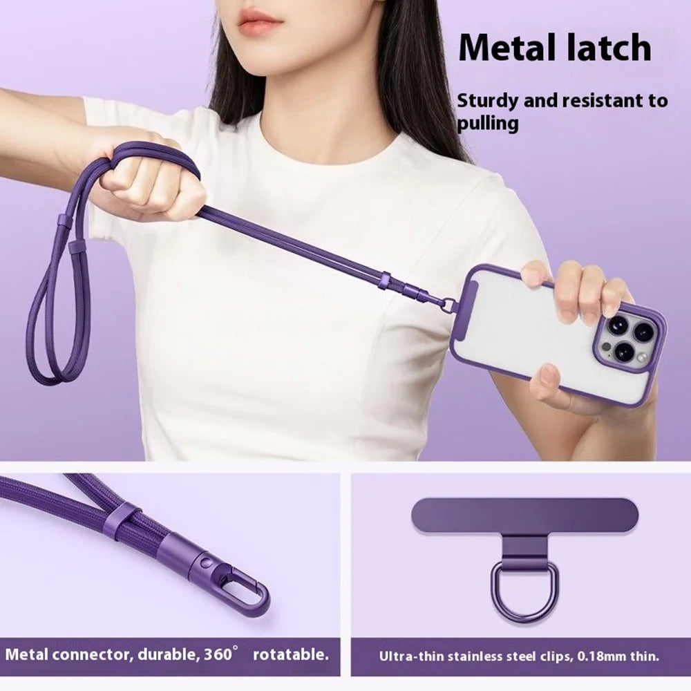 Upgraded 6mm Polyester Cord Phone Lanyard 360 Degree Rotation Adjustable Crossbody Neck Strap for Cellphone - Black - 2