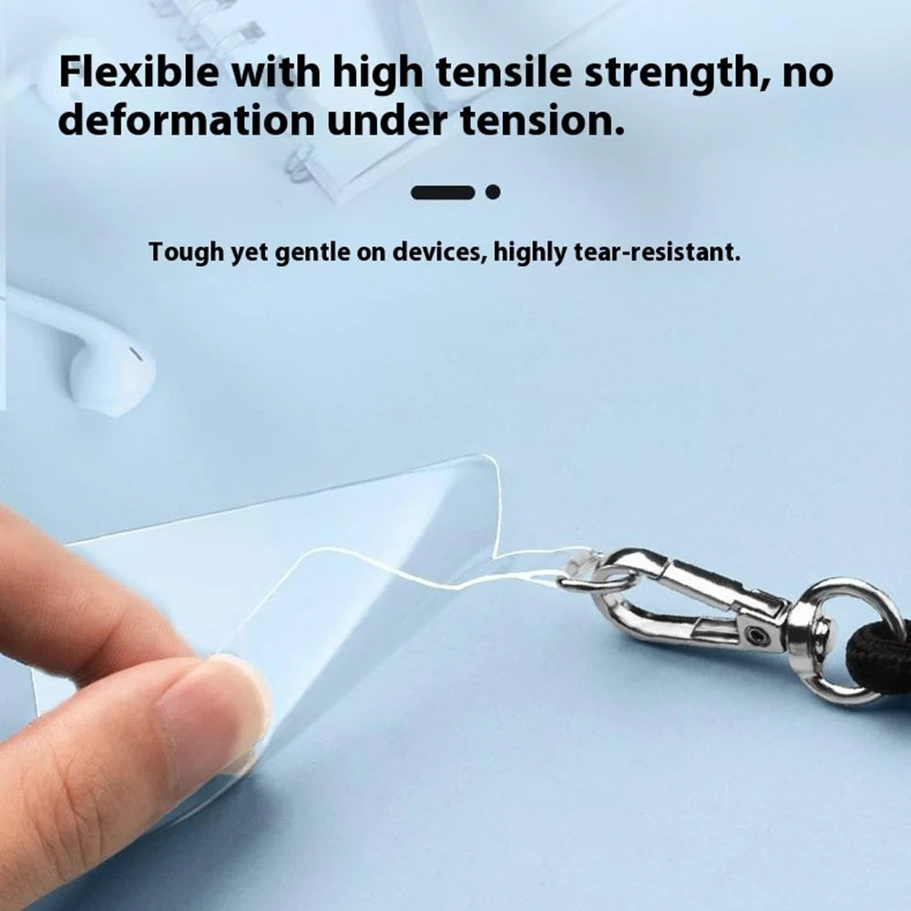 10Pcs 60 x 16mm Clear TPU Phone Tether Tab for Phone Case Ultra Thin Cellphone Lanyard Patch with Hole - Big Hole - 2