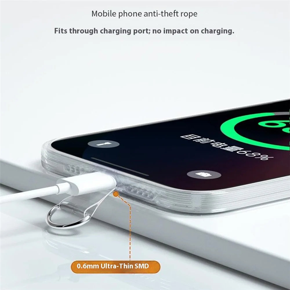 10Pcs 55 x 35mm Clear TPU Phone Tether Tab for Phone Case Ultra Thin Cellphone Lanyard Patch with Round Hole - 5