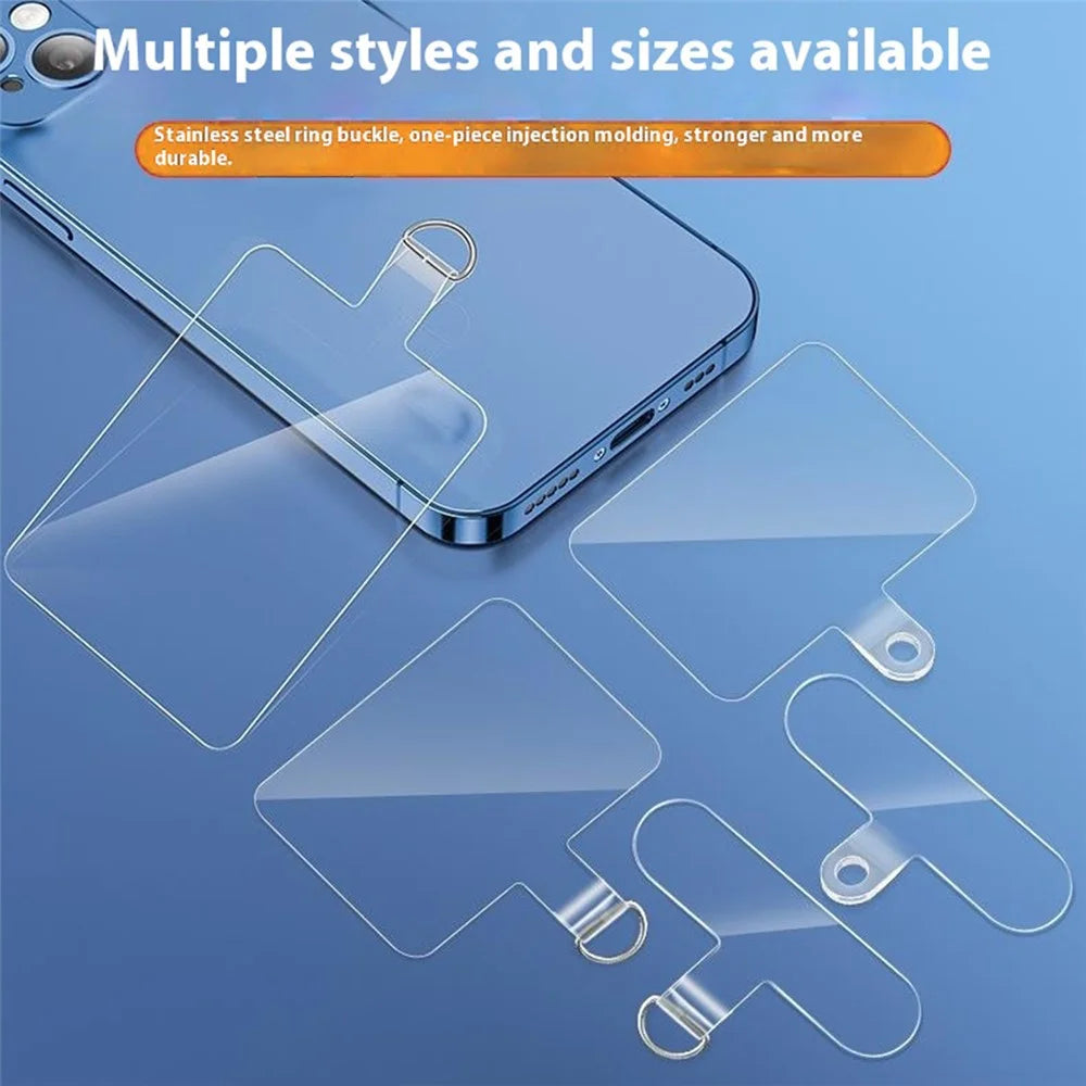 10Pcs 55 x 35mm Clear TPU Phone Tether Tab for Phone Case Ultra Thin Cellphone Lanyard Patch with Round Hole - 6