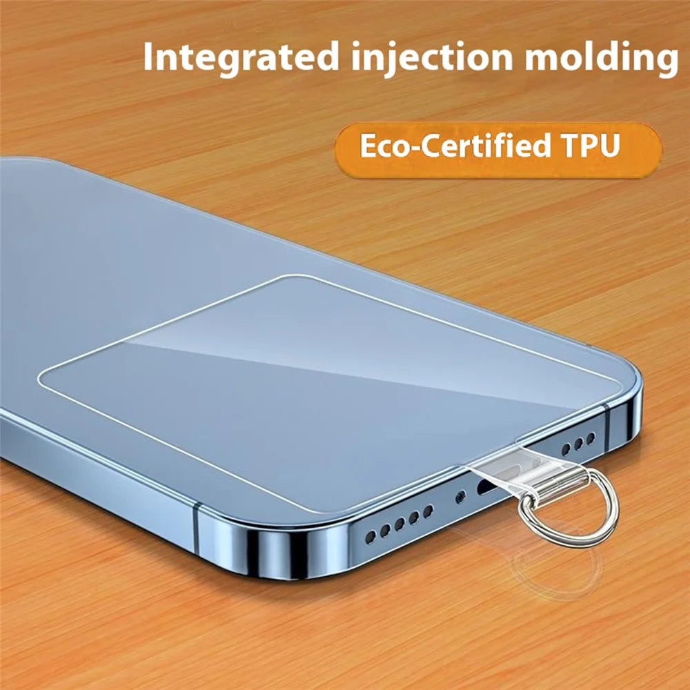 55 x 70mm Clear TPU Phone Tether Tab for Phone Case Ultra Thin Cellphone Lanyard Patch with D Ring Buckle - 2