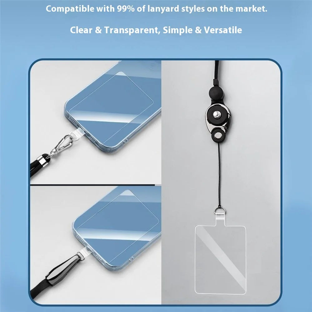 55 x 70mm Clear TPU Phone Tether Tab for Phone Case Ultra Thin Cellphone Lanyard Patch with D Ring Buckle - 6