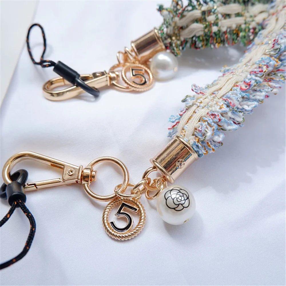 Camellia Series Pearl Ornament Mobile Phone Case Hanging Neck Lanyard Name Tag Neck Strap - Green - 3