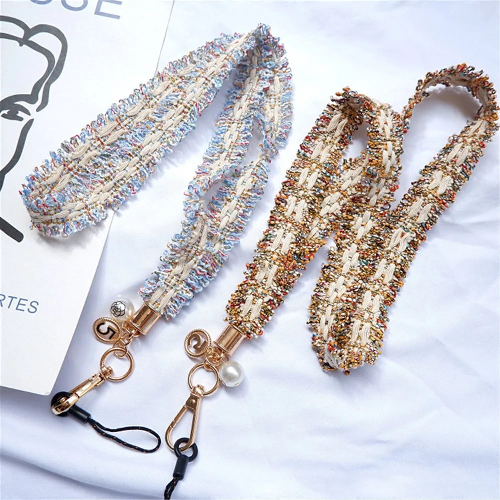 Camellia Series Pearl Ornament Mobile Phone Case Hanging Neck Lanyard Name Tag Neck Strap - Green - 4