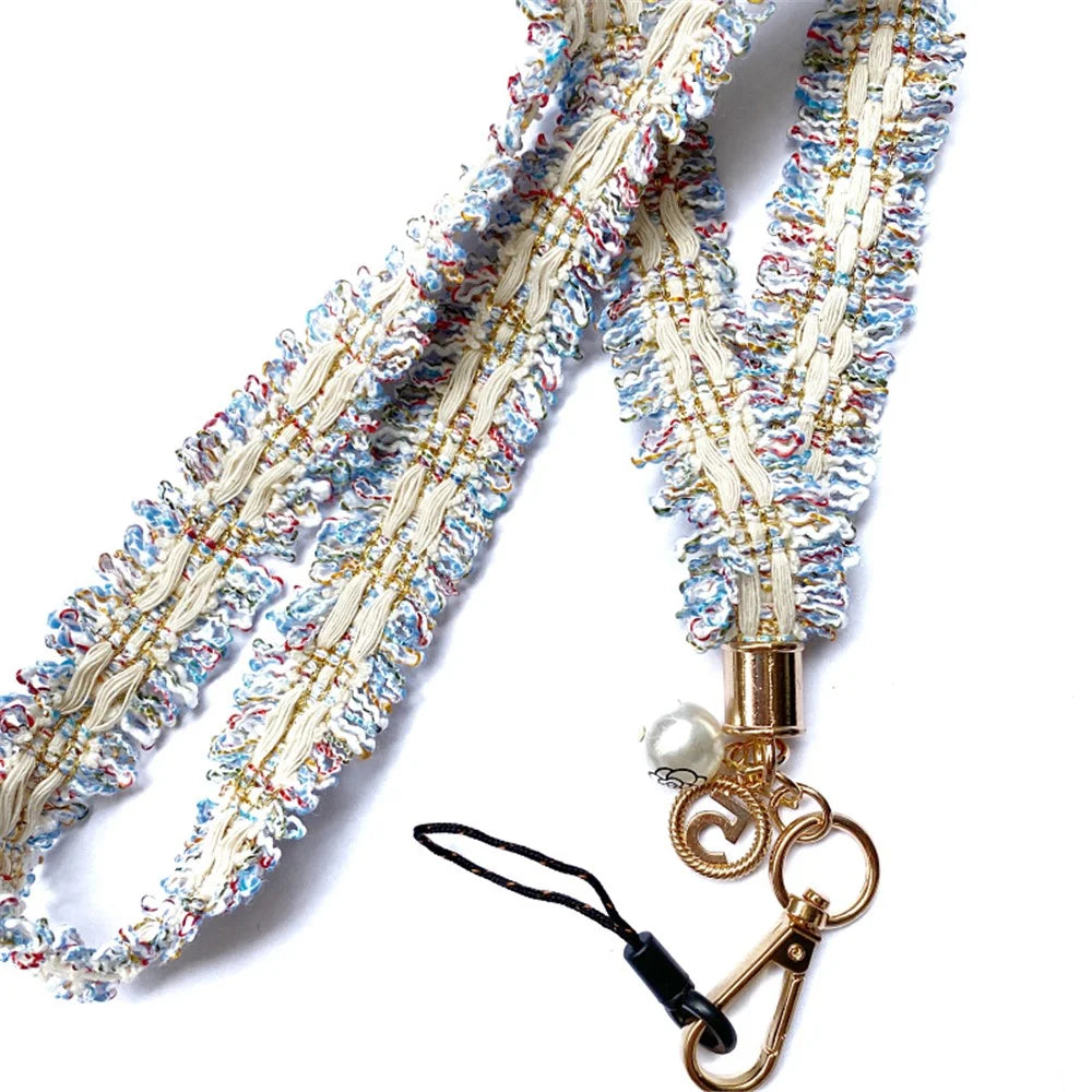 Camellia Series Pearl Ornament Mobile Phone Case Hanging Neck Lanyard Name Tag Neck Strap - Green - 5