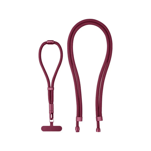 3 In 1 Adjustable Wrist Strap Detachable Crossbody Phone Lanyard Neck Rope with Stainless Steel Tether Tab - Wine Red - 1