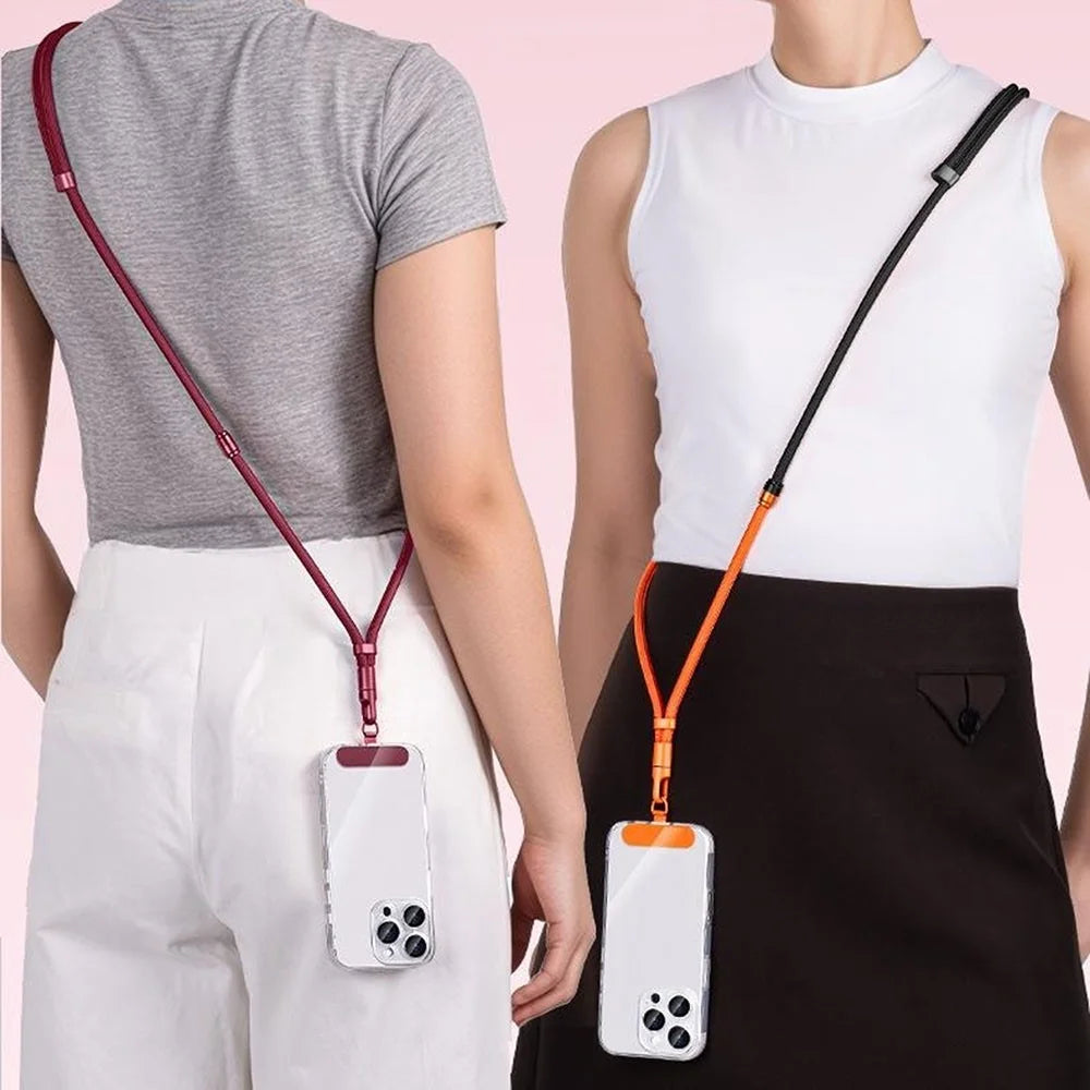 3 In 1 Adjustable Wrist Strap Detachable Crossbody Phone Lanyard Neck Rope with Stainless Steel Tether Tab - Wine Red - 6