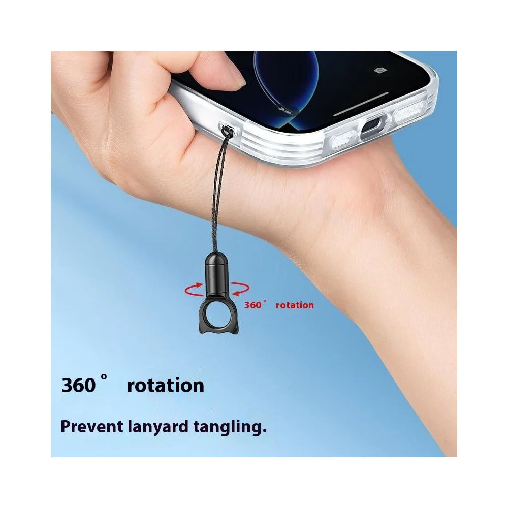 Zinc Alloy Cat Charm Keychain Fishing Line Strap 360 Degree Rotatable Phone Lanyard for Camera Earphone Keys - Black - 4