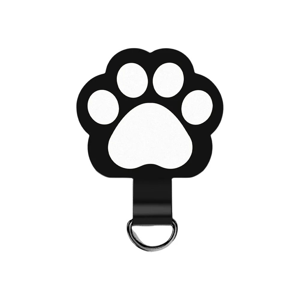 Cute Cat Paw Shape Soft TPU Phone Tether Tab for Phone Case Ultra Thin Cellphone Lanyard Patch - Black - 1