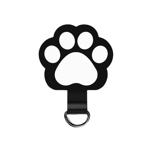 Cute Cat Paw Shape Soft TPU Phone Tether Tab for Phone Case Ultra Thin Cellphone Lanyard Patch - Black - 1